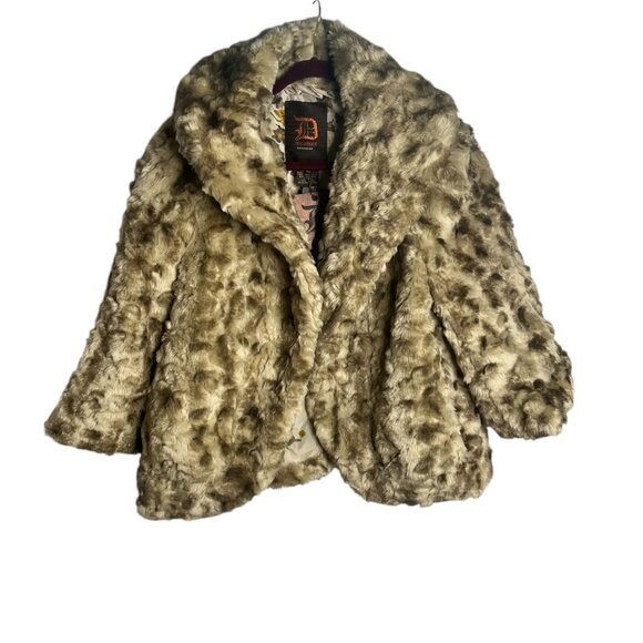 Dollhouse Womens Faux Fur Coat Large Leopard Print Outerwear new with tags $110 - Picture 1 of 5